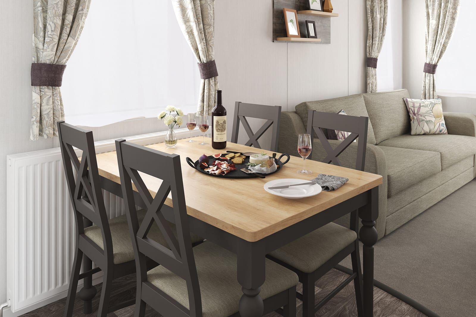 Dining and living area in the hire static